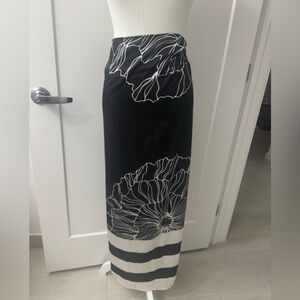 Angora Chic Black and White Floral Sarong or Pareo NWOT